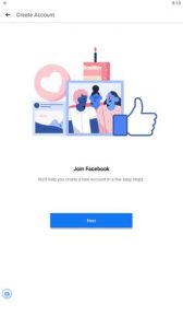 facebook create account step 1