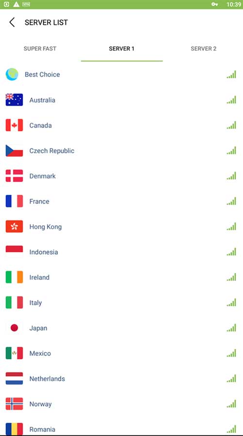 kiwi VPN Server 1 list